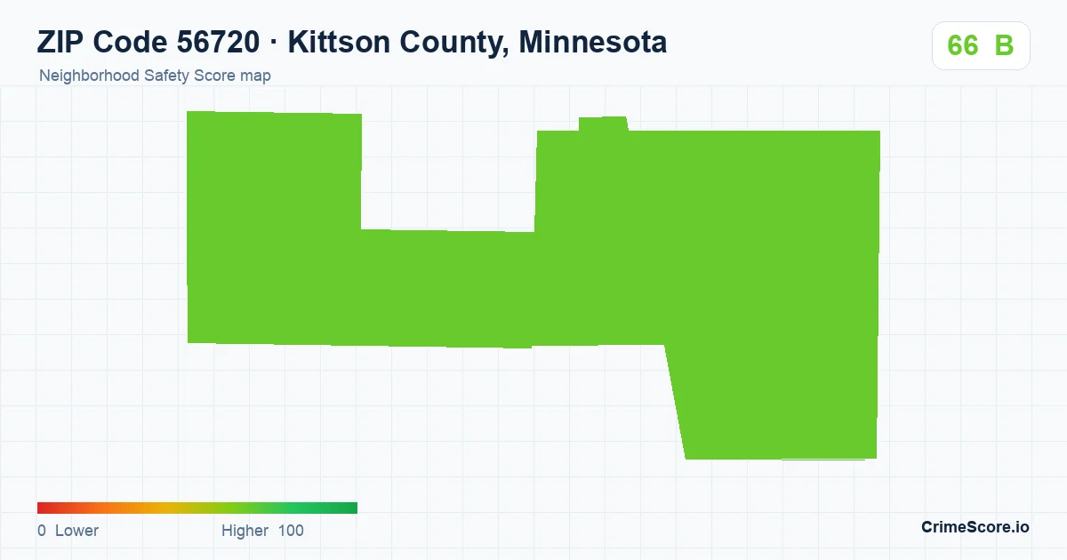 ZIP Code 56720 in Kittson County, Minnesota neighborhood Safety Score map