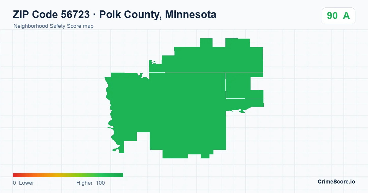 ZIP Code 56723 in Polk County, Minnesota neighborhood Safety Score map