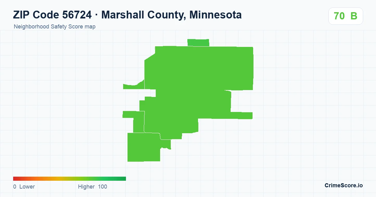 ZIP Code 56724 in Marshall County, Minnesota neighborhood Safety Score map