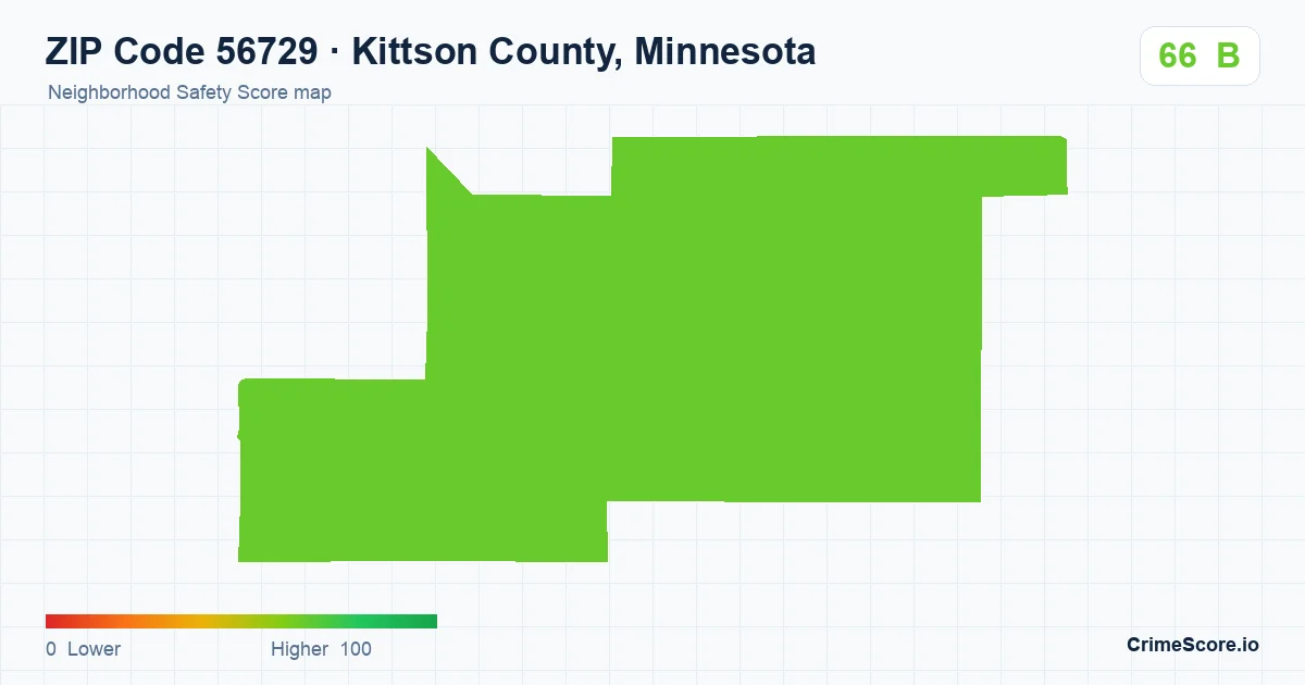 ZIP Code 56729 in Kittson County, Minnesota neighborhood Safety Score map