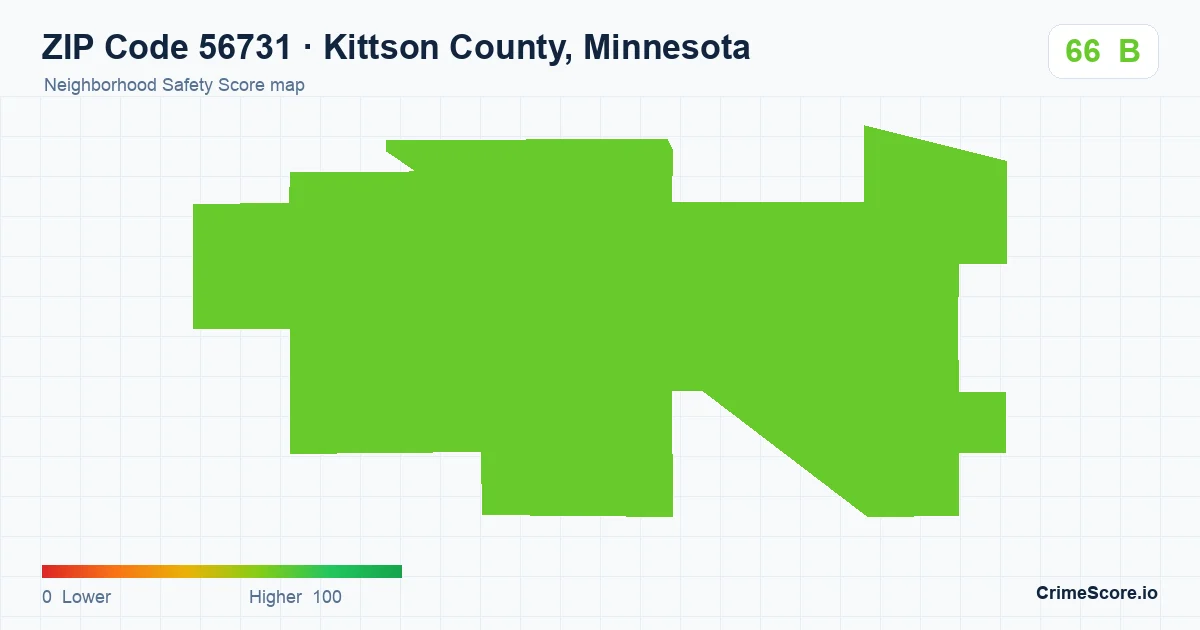 ZIP Code 56731 in Kittson County, Minnesota neighborhood Safety Score map