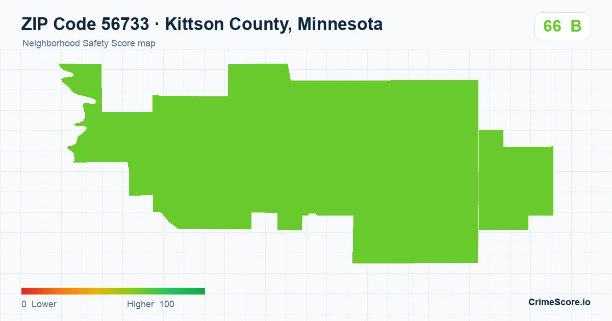 ZIP Code 56733 in Kittson County, Minnesota neighborhood Safety Score map
