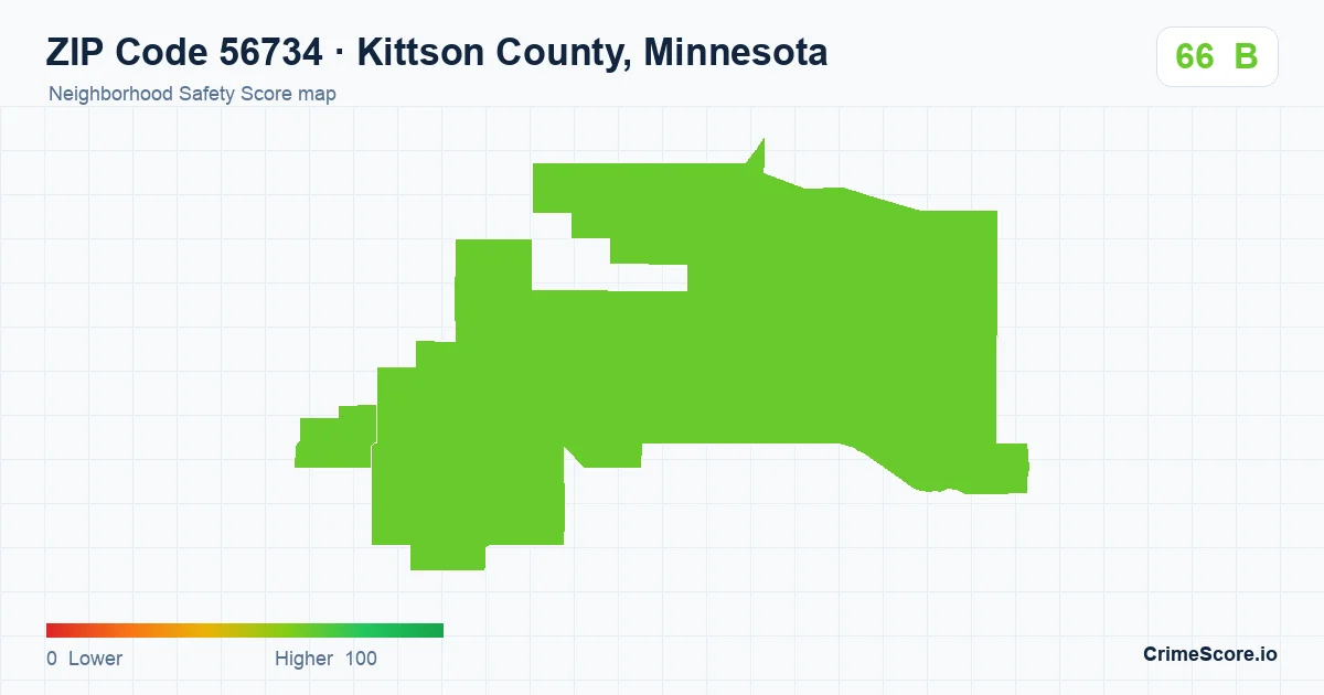 ZIP Code 56734 in Kittson County, Minnesota neighborhood Safety Score map