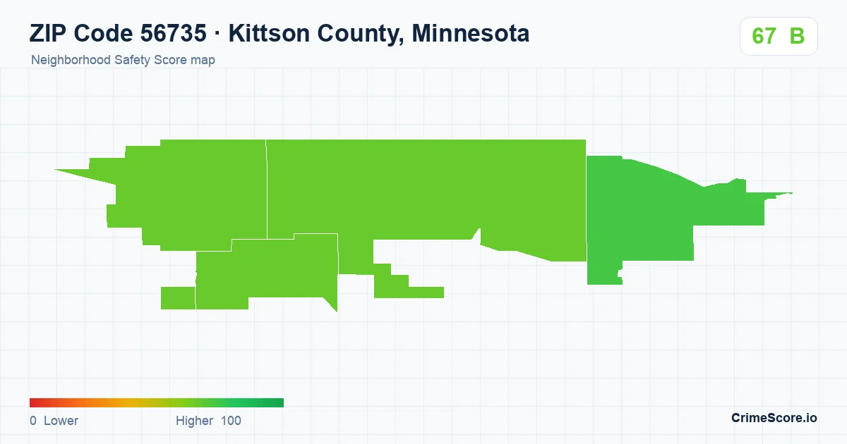 ZIP Code 56735 in Kittson County, Minnesota neighborhood Safety Score map