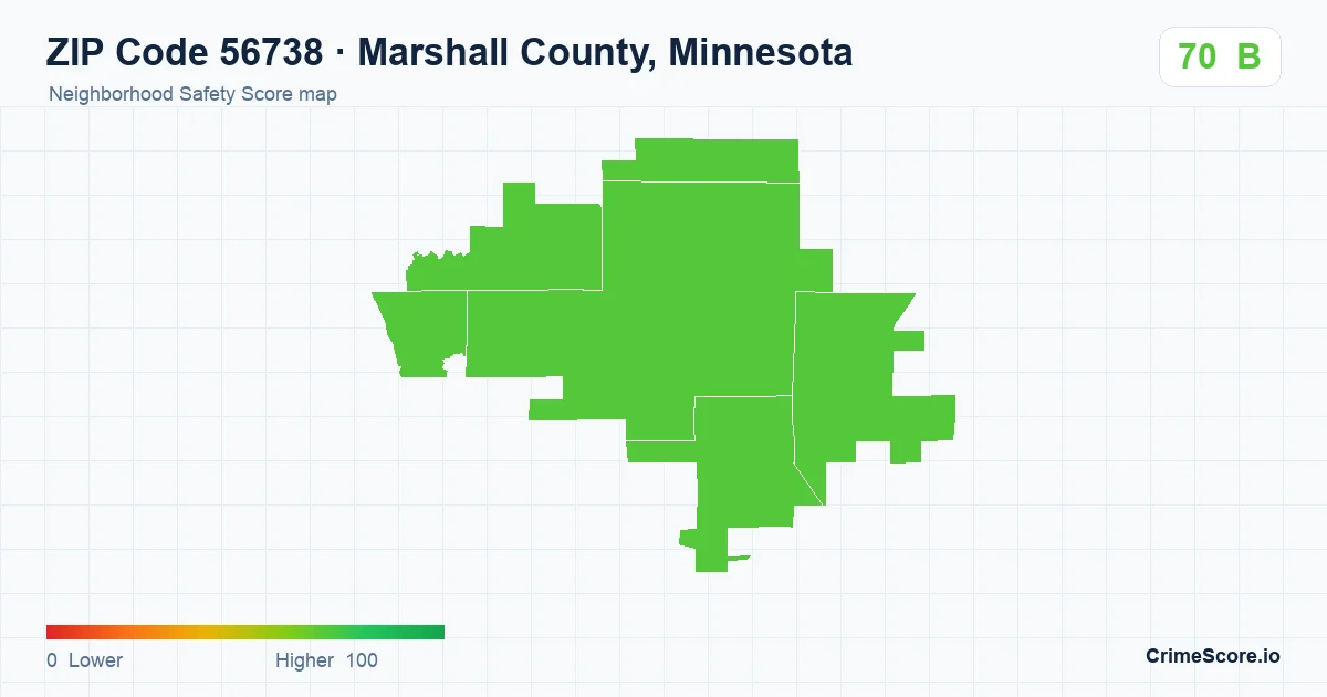 ZIP Code 56738 in Marshall County, Minnesota neighborhood Safety Score map