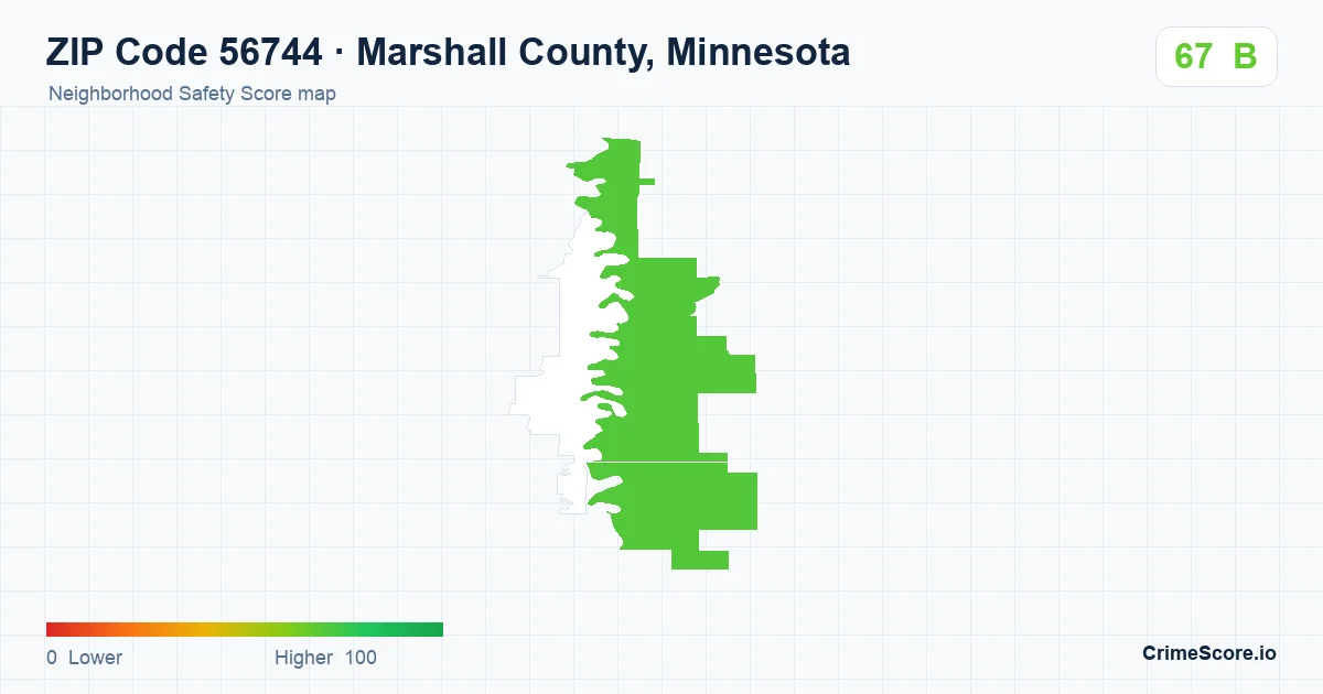 ZIP Code 56744 in Marshall County, Minnesota neighborhood Safety Score map