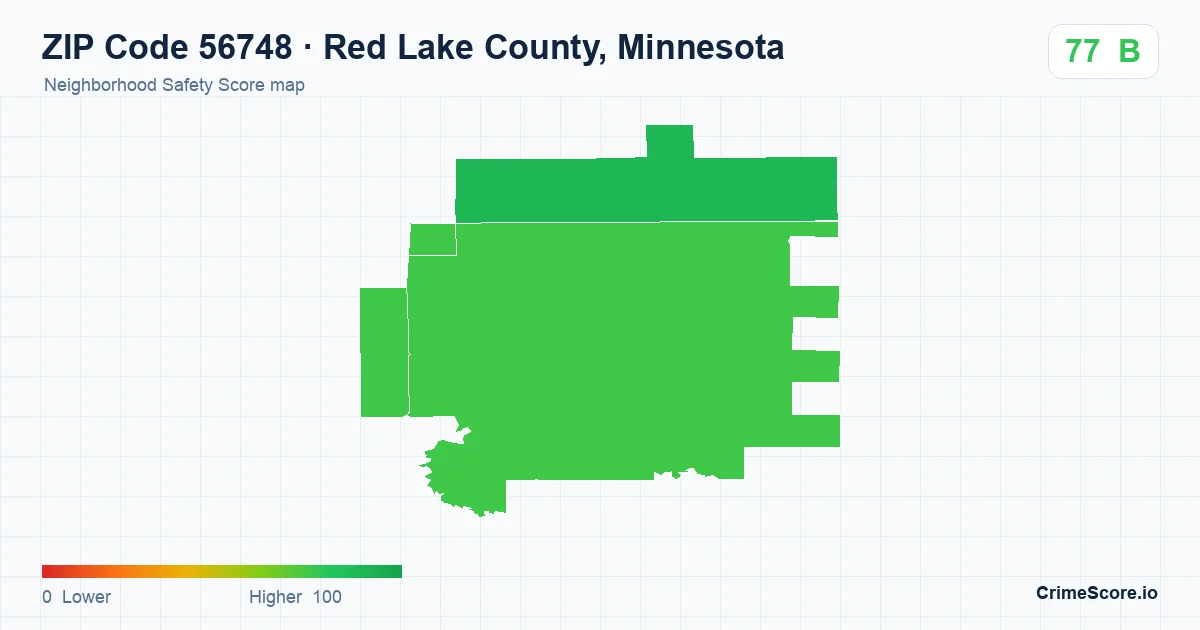 ZIP Code 56748 in Red Lake County, Minnesota neighborhood Safety Score map