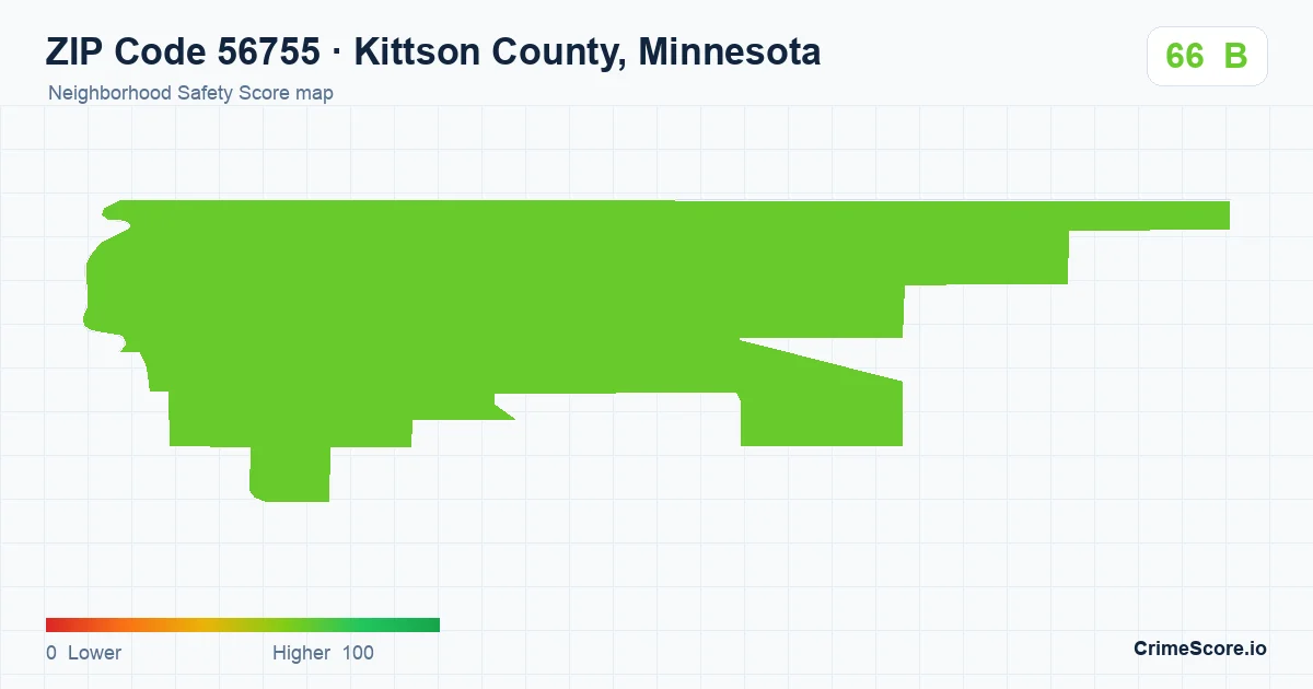 ZIP Code 56755 in Kittson County, Minnesota neighborhood Safety Score map