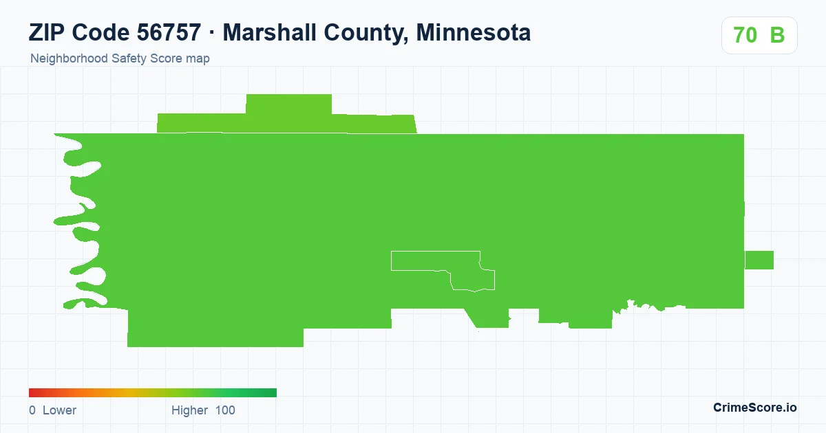 ZIP Code 56757 in Marshall County, Minnesota neighborhood Safety Score map