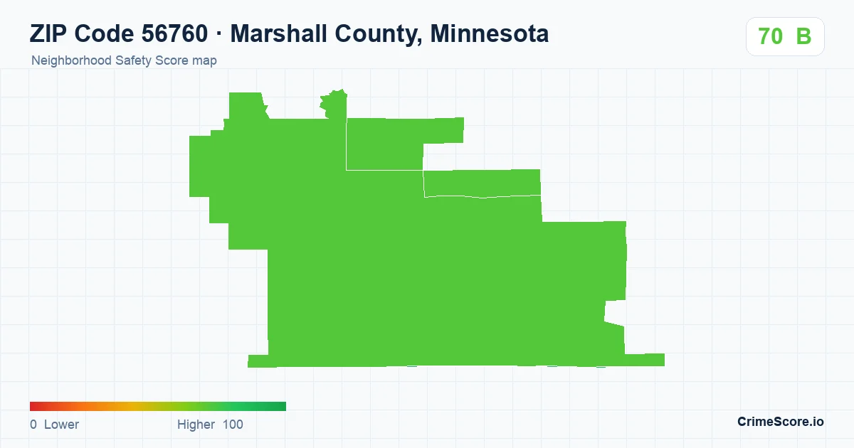ZIP Code 56760 in Marshall County, Minnesota neighborhood Safety Score map
