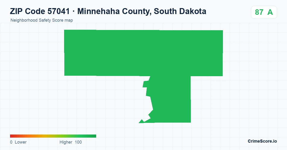 ZIP Code 57041 in Minnehaha County, South Dakota neighborhood Safety Score map