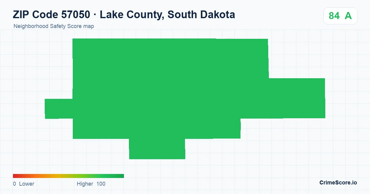 ZIP Code 57050 in Lake County, South Dakota neighborhood Safety Score map
