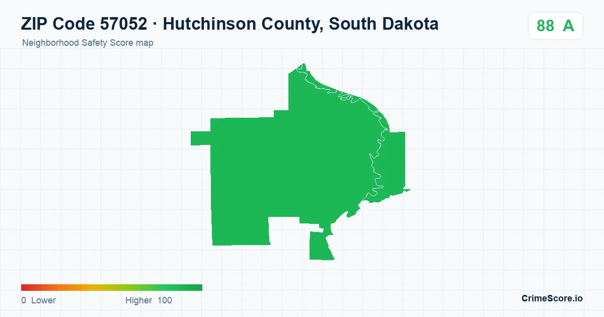 ZIP Code 57052 in Hutchinson County, South Dakota neighborhood Safety Score map