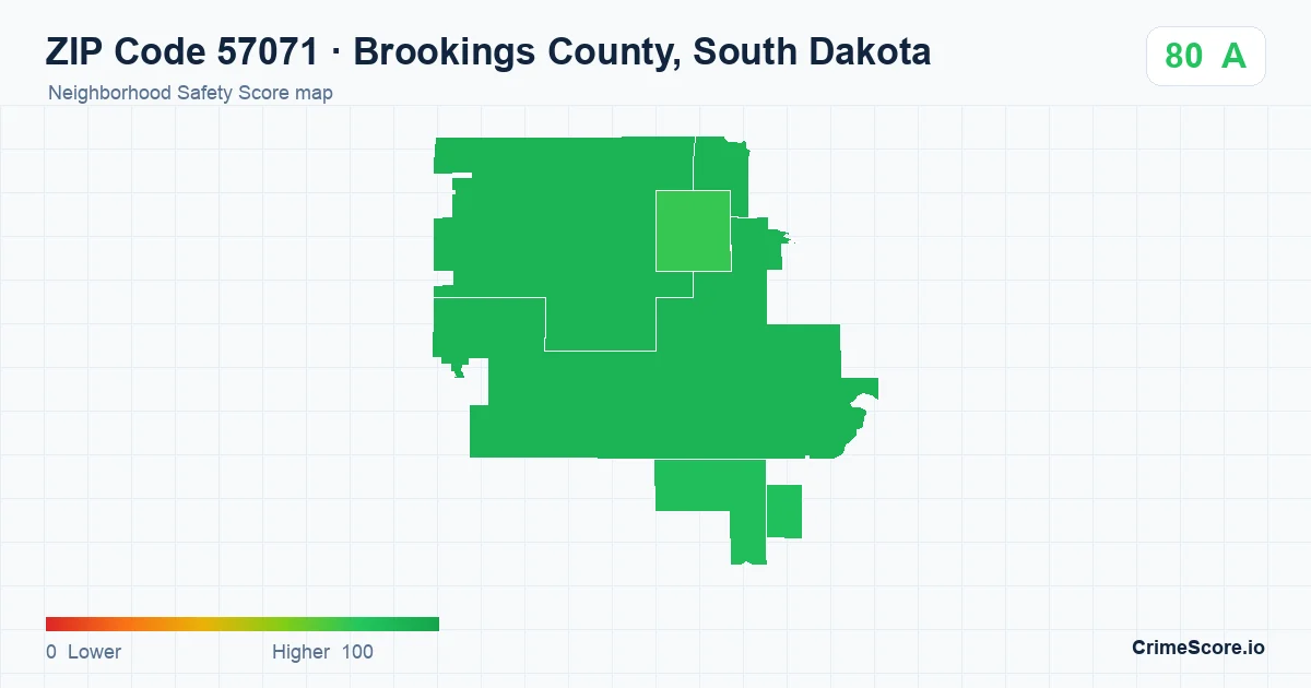 ZIP Code 57071 in Brookings County, South Dakota neighborhood Safety Score map