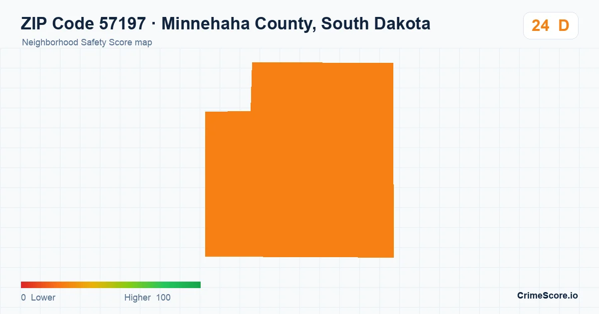 ZIP Code 57197 in Minnehaha County, South Dakota neighborhood Safety Score map