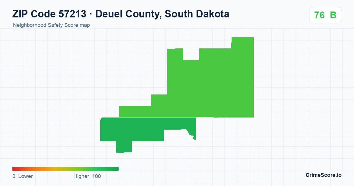 ZIP Code 57213 in Deuel County, South Dakota neighborhood Safety Score map