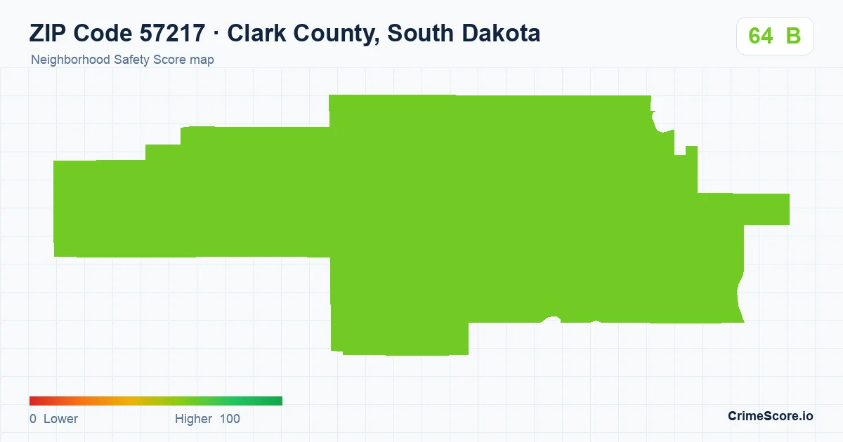 ZIP Code 57217 in Clark County, South Dakota neighborhood Safety Score map