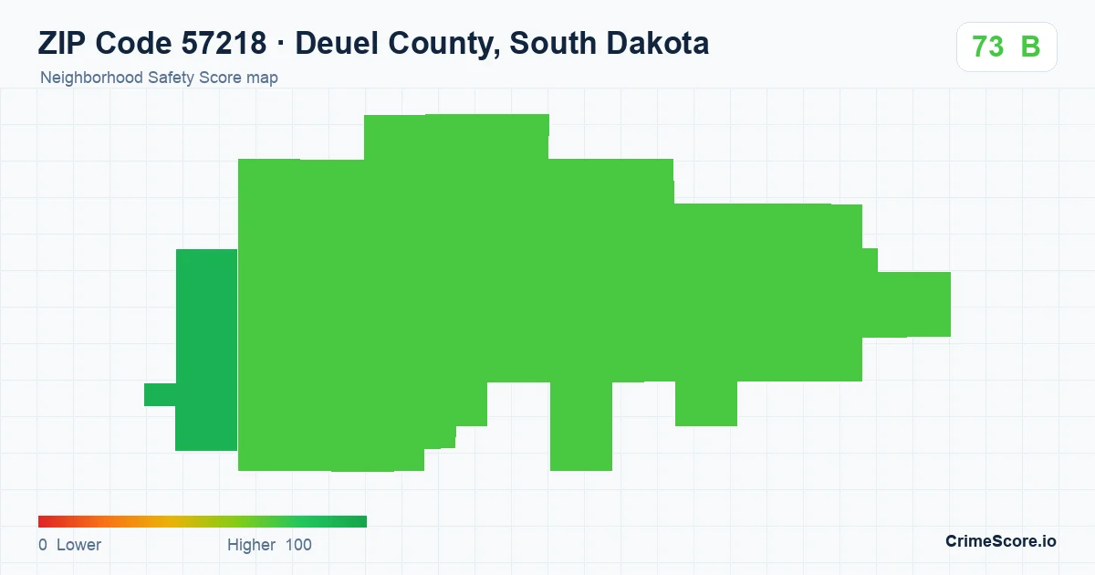ZIP Code 57218 in Deuel County, South Dakota neighborhood Safety Score map