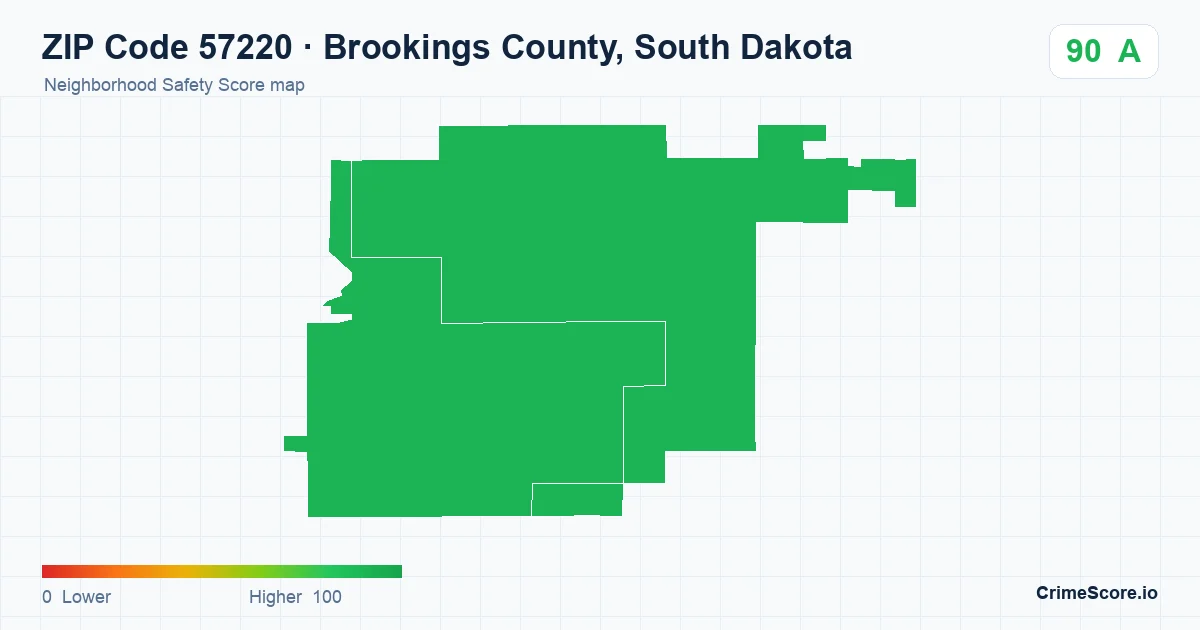 ZIP Code 57220 in Brookings County, South Dakota neighborhood Safety Score map