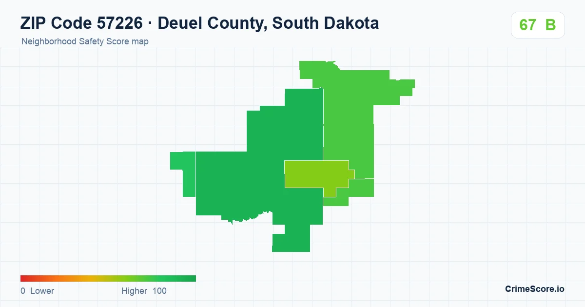 ZIP Code 57226 in Deuel County, South Dakota neighborhood Safety Score map