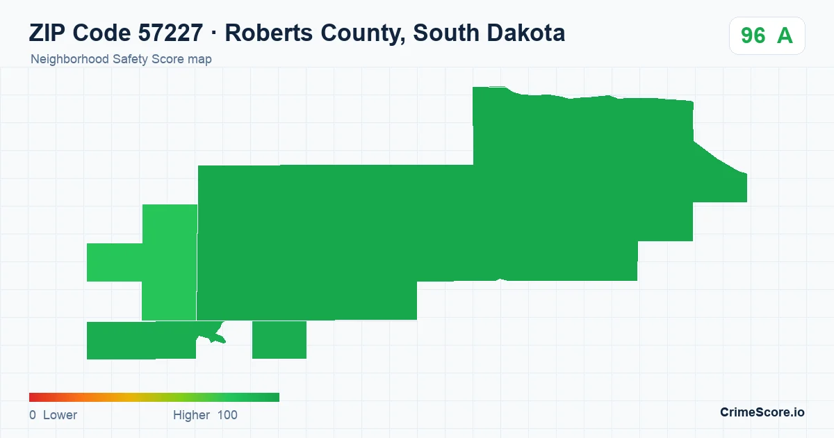 ZIP Code 57227 in Roberts County, South Dakota neighborhood Safety Score map