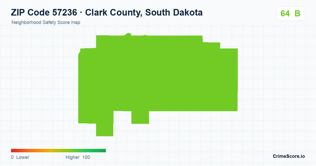 ZIP Code 57236 in Clark County, South Dakota neighborhood Safety Score map