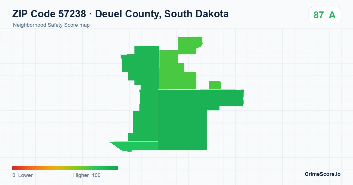 ZIP Code 57238 in Deuel County, South Dakota neighborhood Safety Score map