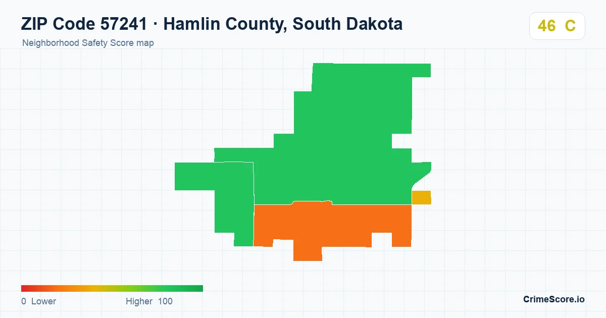 ZIP Code 57241 in Hamlin County, South Dakota neighborhood Safety Score map