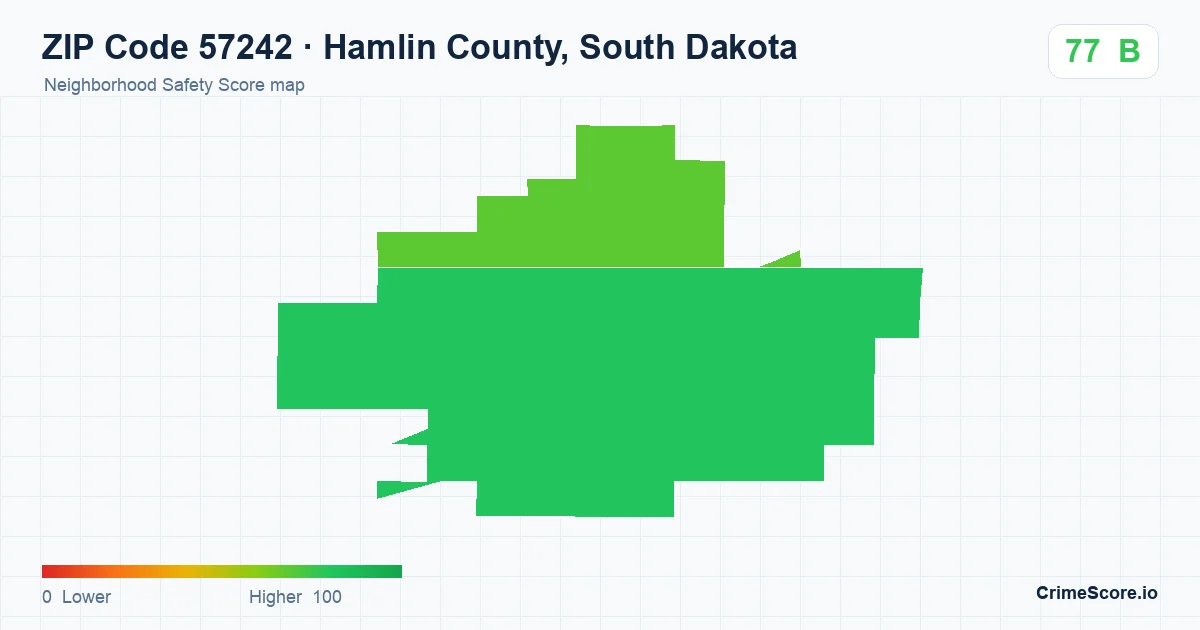 ZIP Code 57242 in Hamlin County, South Dakota neighborhood Safety Score map