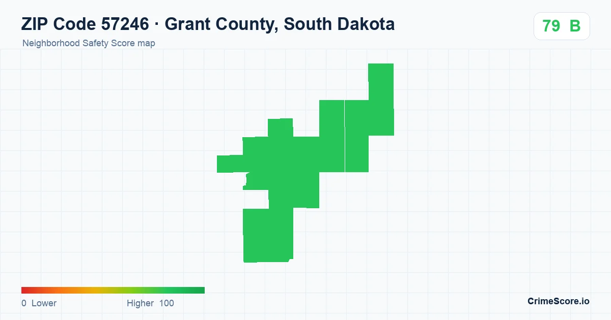 ZIP Code 57246 in Grant County, South Dakota neighborhood Safety Score map