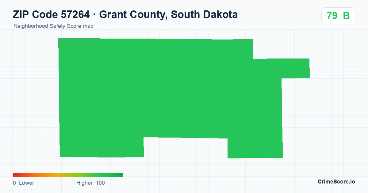 ZIP Code 57264 in Grant County, South Dakota neighborhood Safety Score map