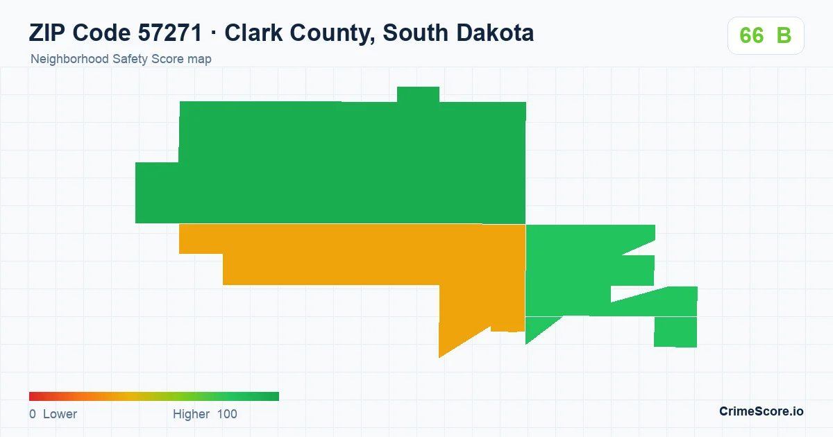 ZIP Code 57271 in Clark County, South Dakota neighborhood Safety Score map