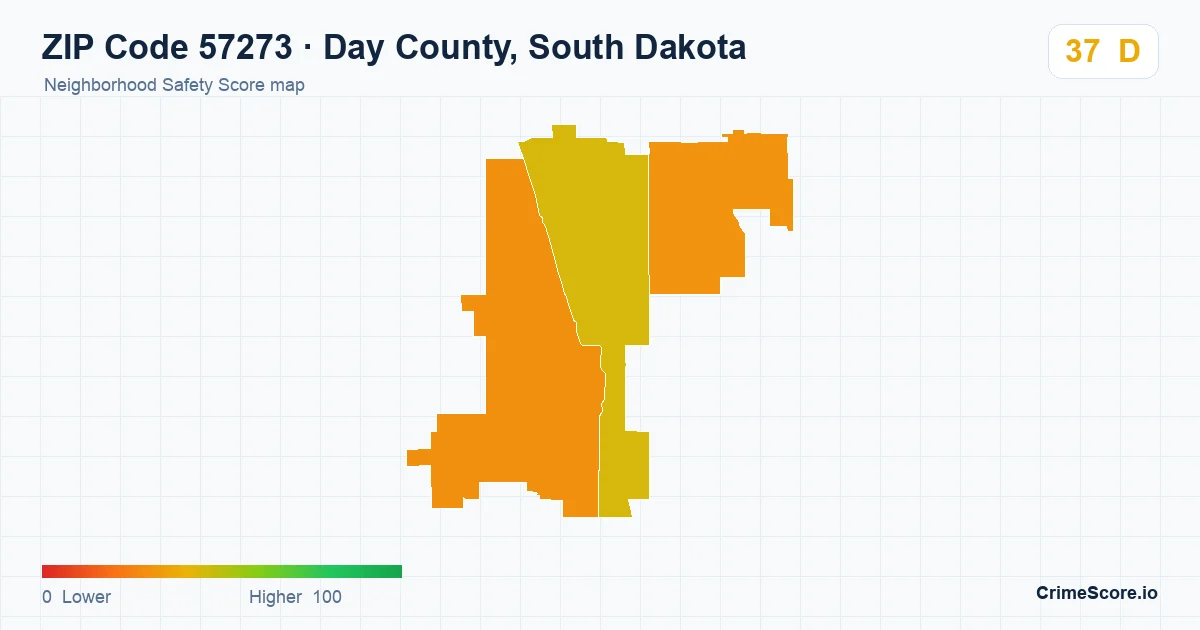 ZIP Code 57273 in Day County, South Dakota neighborhood Safety Score map