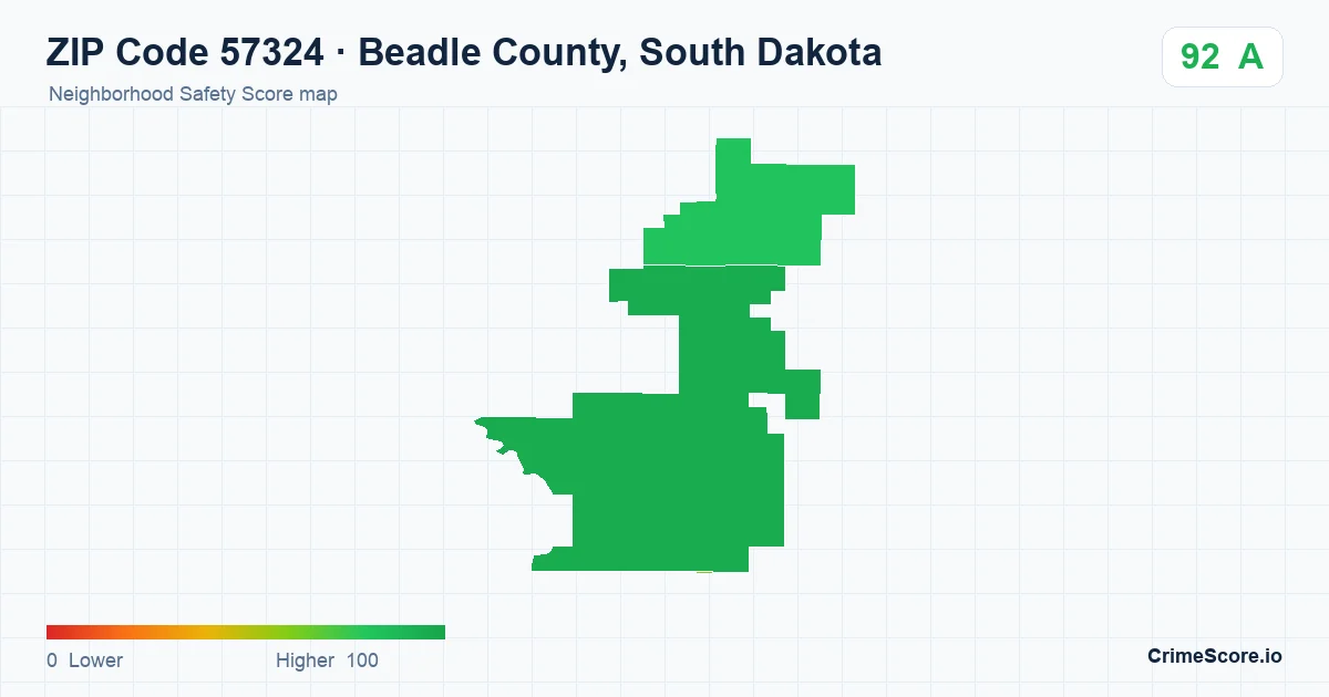 ZIP Code 57324 in Beadle County, South Dakota neighborhood Safety Score map