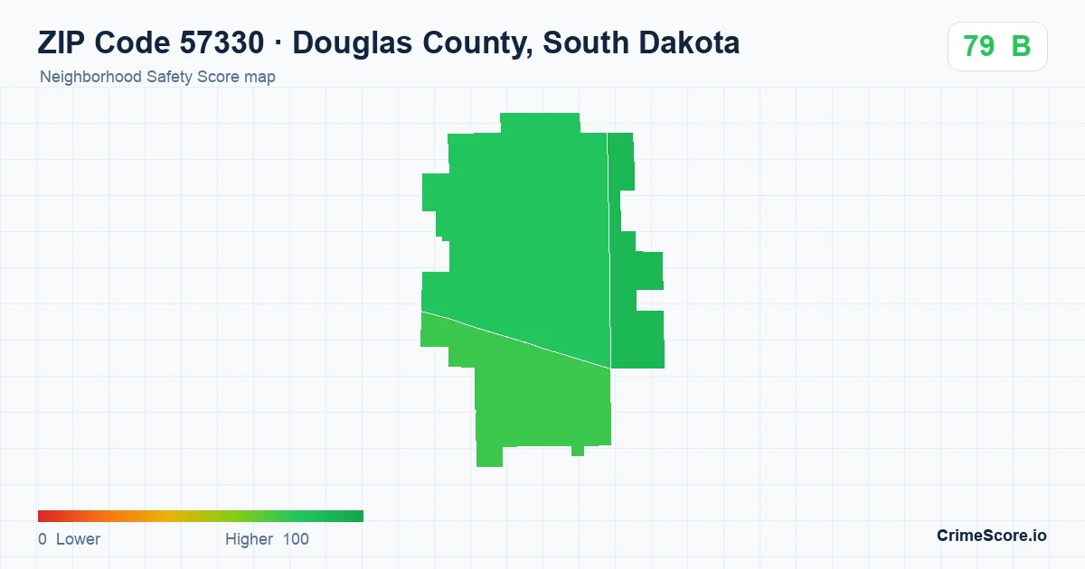 ZIP Code 57330 in Douglas County, South Dakota neighborhood Safety Score map