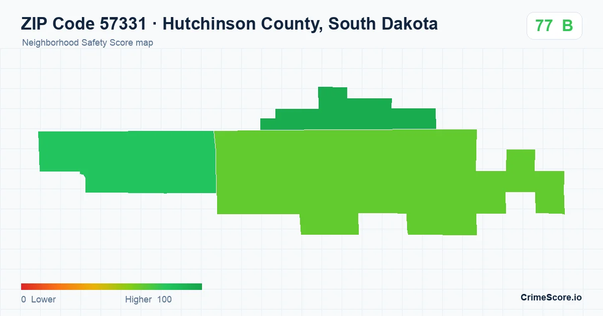 ZIP Code 57331 in Hutchinson County, South Dakota neighborhood Safety Score map