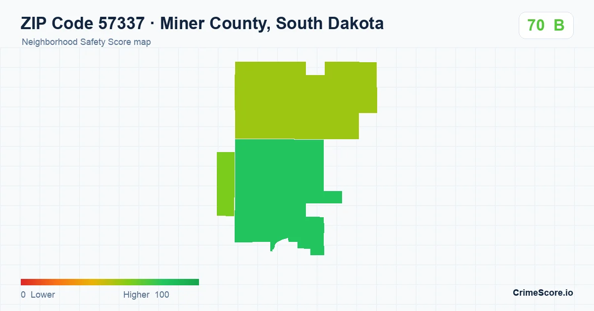 ZIP Code 57337 in Miner County, South Dakota neighborhood Safety Score map