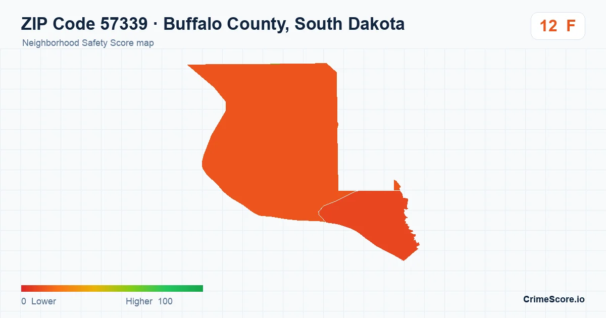 ZIP Code 57339 in Buffalo County, South Dakota neighborhood Safety Score map