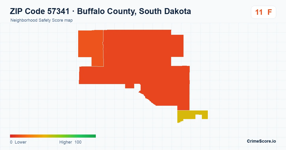 ZIP Code 57341 in Buffalo County, South Dakota neighborhood Safety Score map