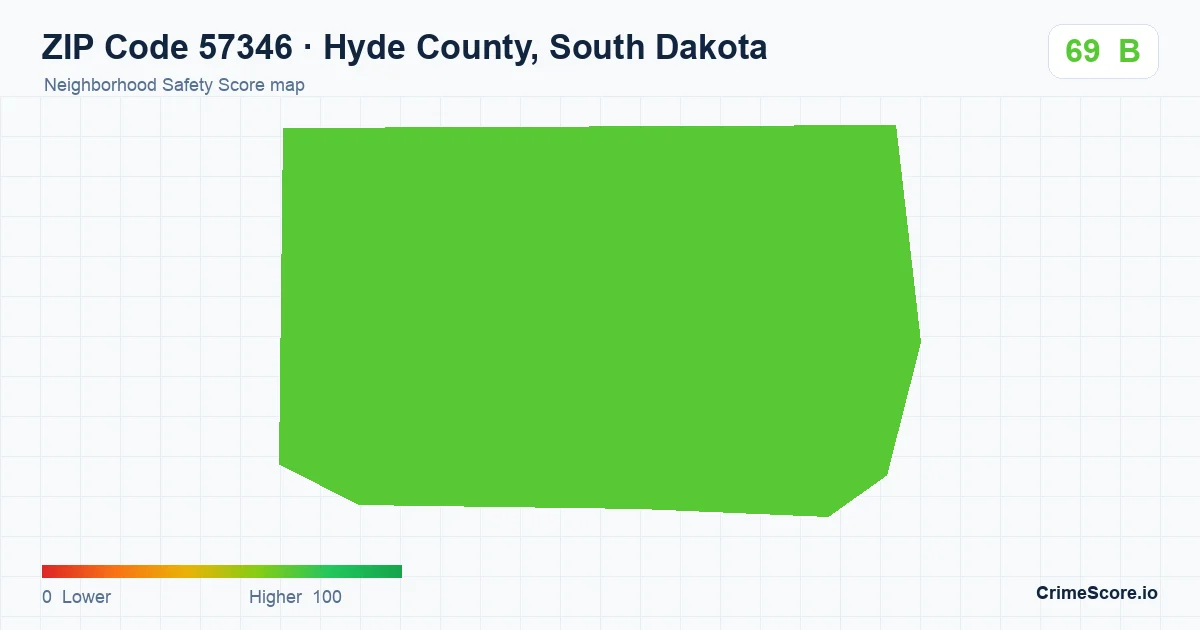 ZIP Code 57346 in Hyde County, South Dakota neighborhood Safety Score map