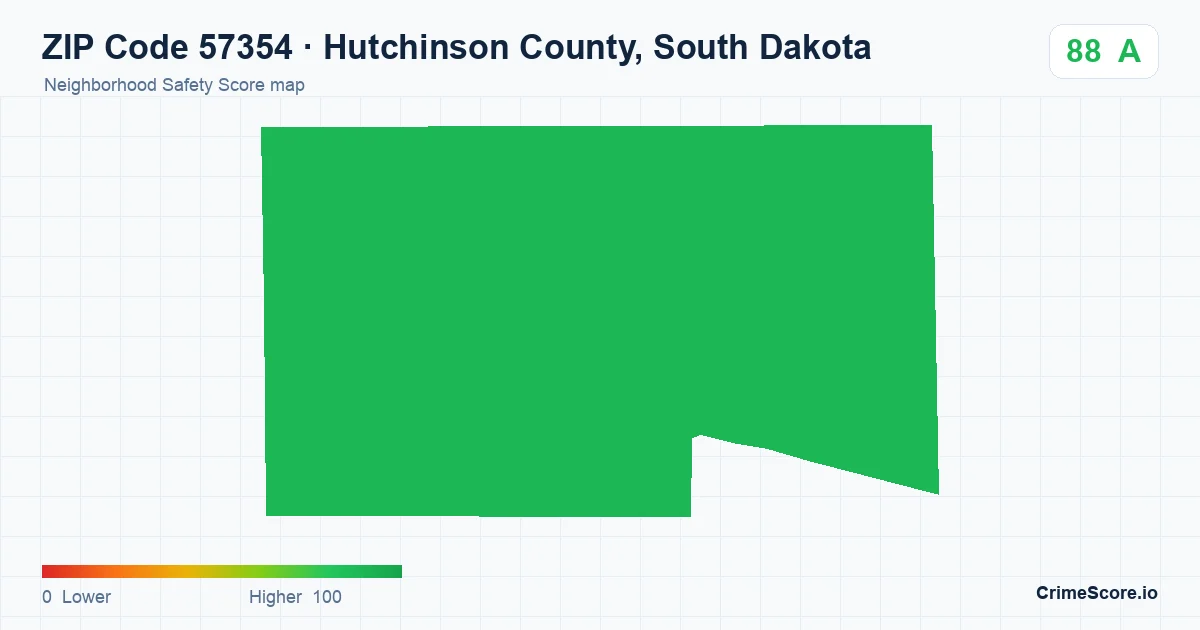 ZIP Code 57354 in Hutchinson County, South Dakota neighborhood Safety Score map