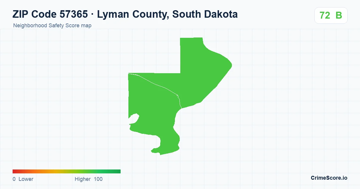 ZIP Code 57365 in Lyman County, South Dakota neighborhood Safety Score map