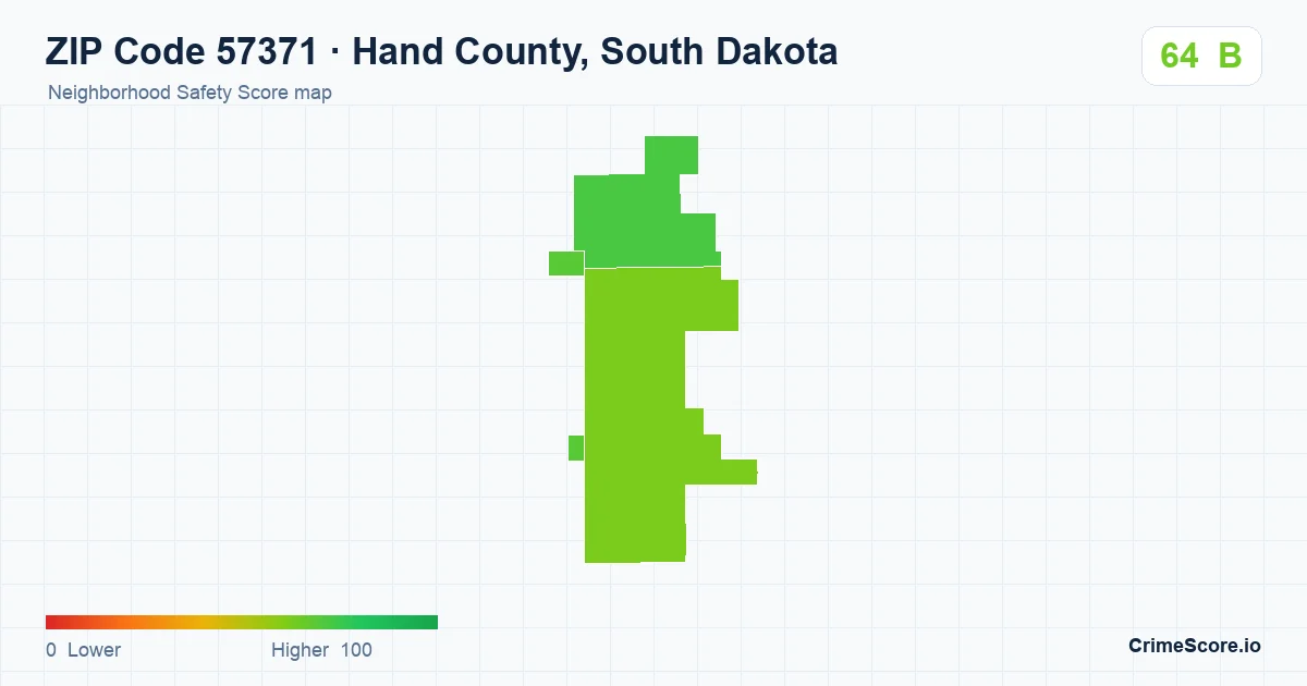 ZIP Code 57371 in Hand County, South Dakota neighborhood Safety Score map