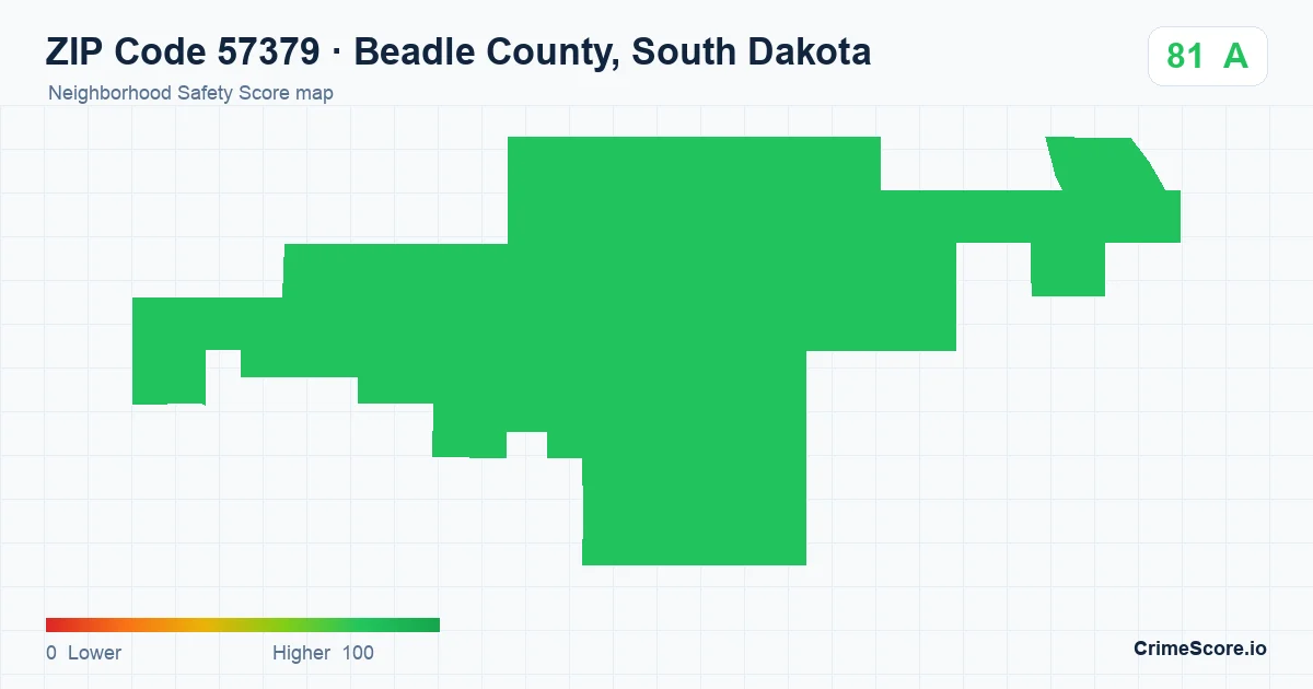 ZIP Code 57379 in Beadle County, South Dakota neighborhood Safety Score map