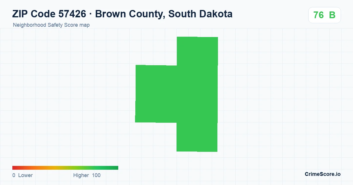 ZIP Code 57426 in Brown County, South Dakota neighborhood Safety Score map