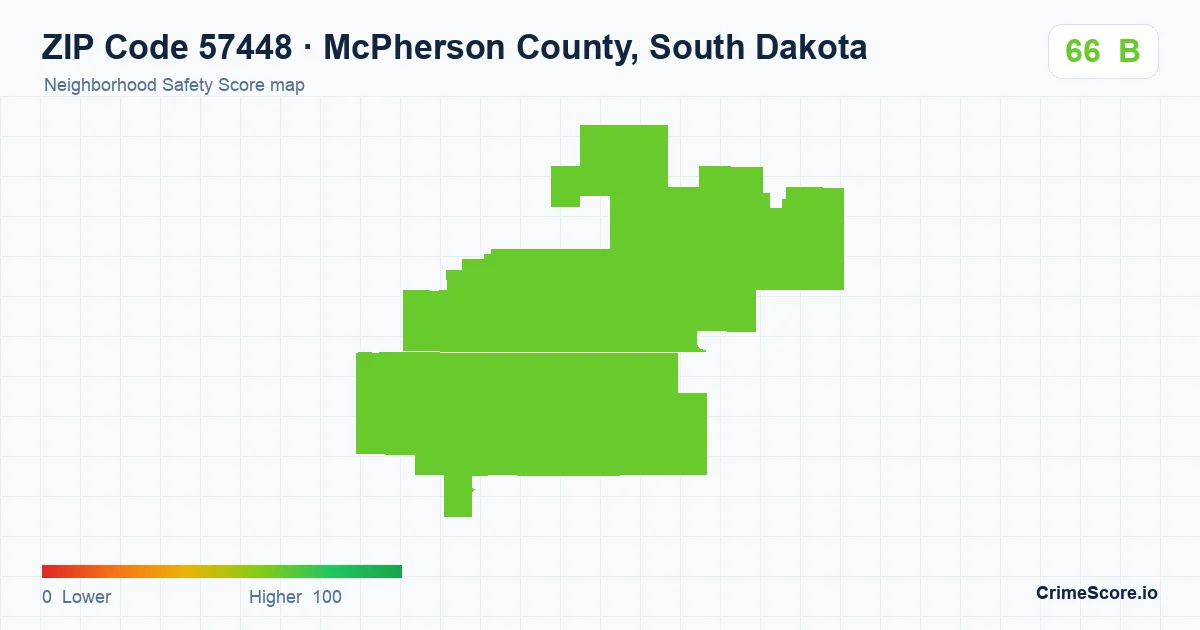 ZIP Code 57448 in McPherson County, South Dakota neighborhood Safety Score map