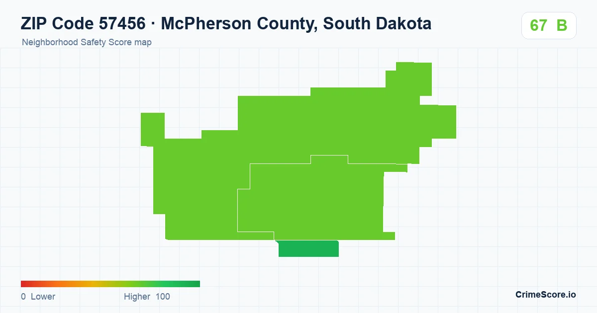 ZIP Code 57456 in McPherson County, South Dakota neighborhood Safety Score map