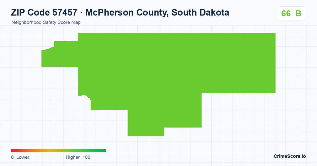 ZIP Code 57457 in McPherson County, South Dakota neighborhood Safety Score map