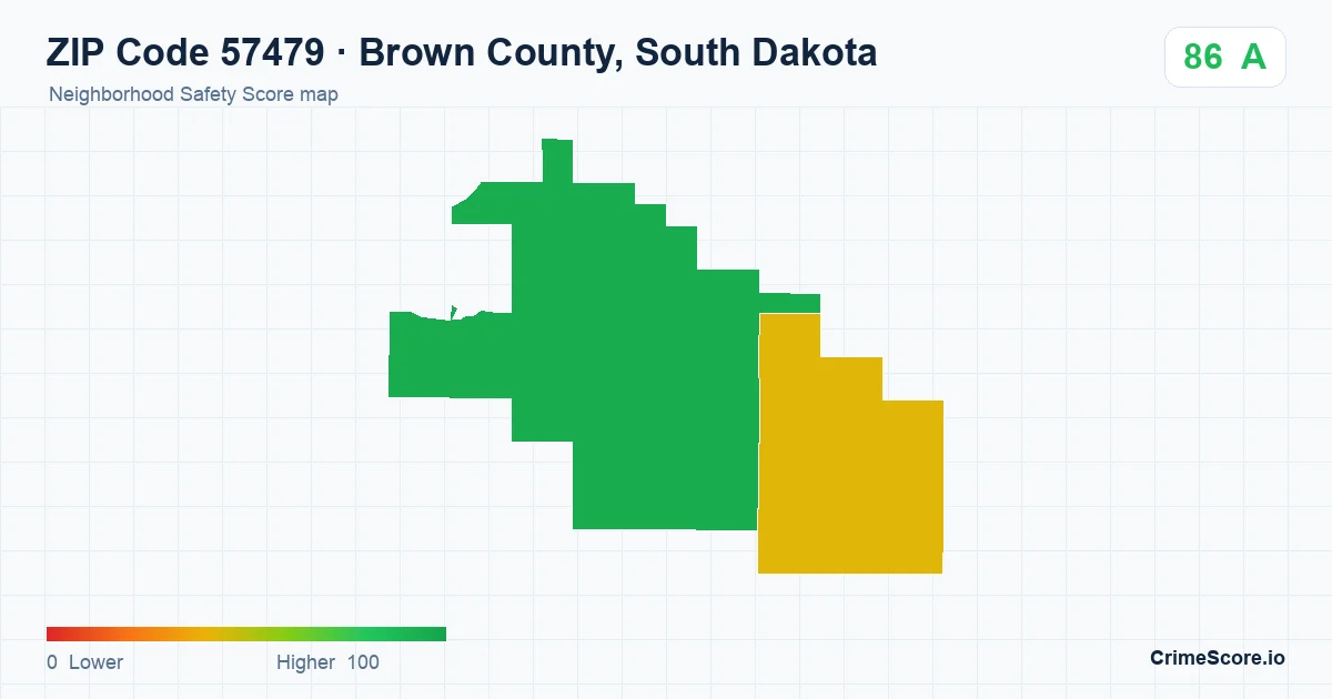ZIP Code 57479 in Brown County, South Dakota neighborhood Safety Score map