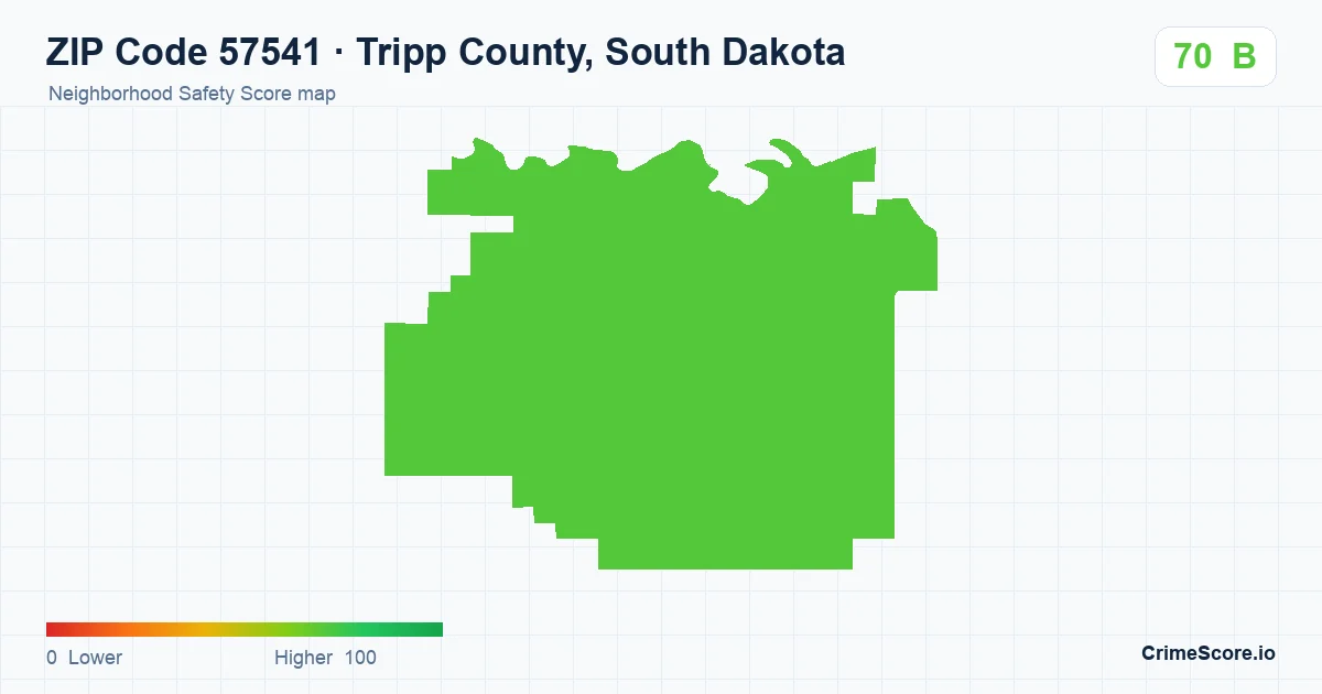 ZIP Code 57541 in Tripp County, South Dakota neighborhood Safety Score map